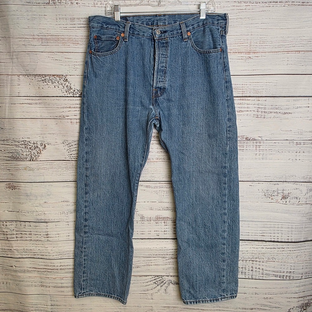 Levis 501 Original Fit Mens Medium Wash Straight Leg Button Fly Jeans 36x30